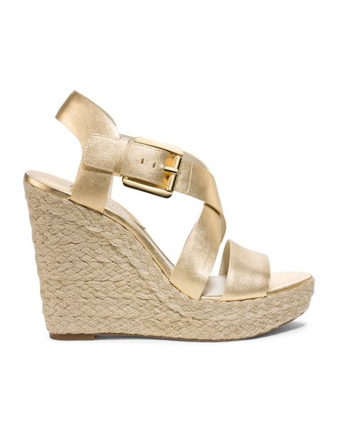 michael kors chaussure espadrille|Michael Kors gold flat sandals.